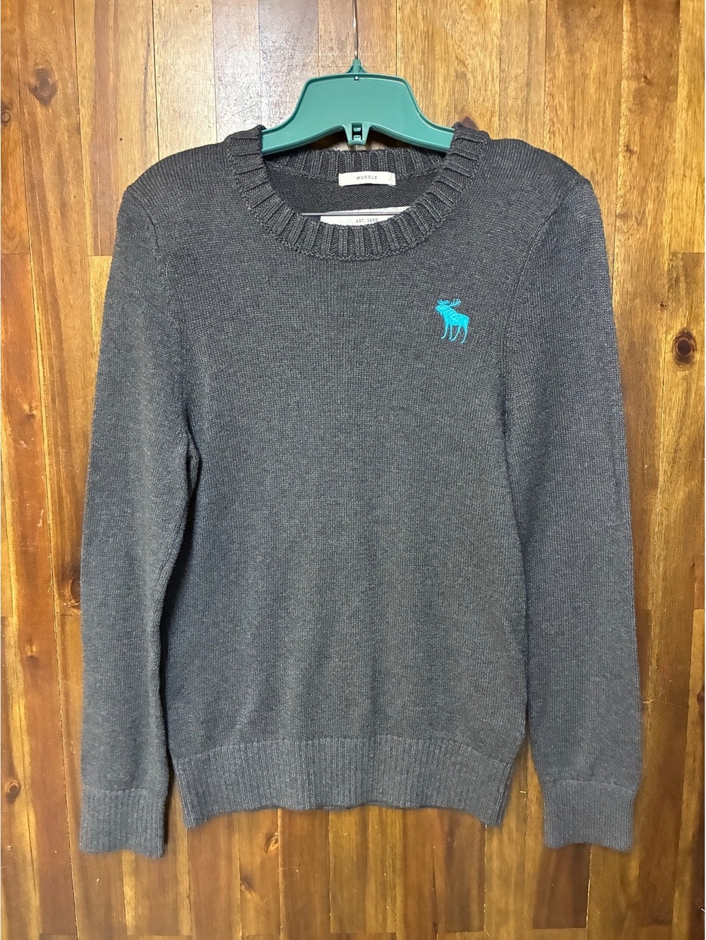 Abercrombie & Fitch Muscle Sweater Small Gray Blue Preppy Academia